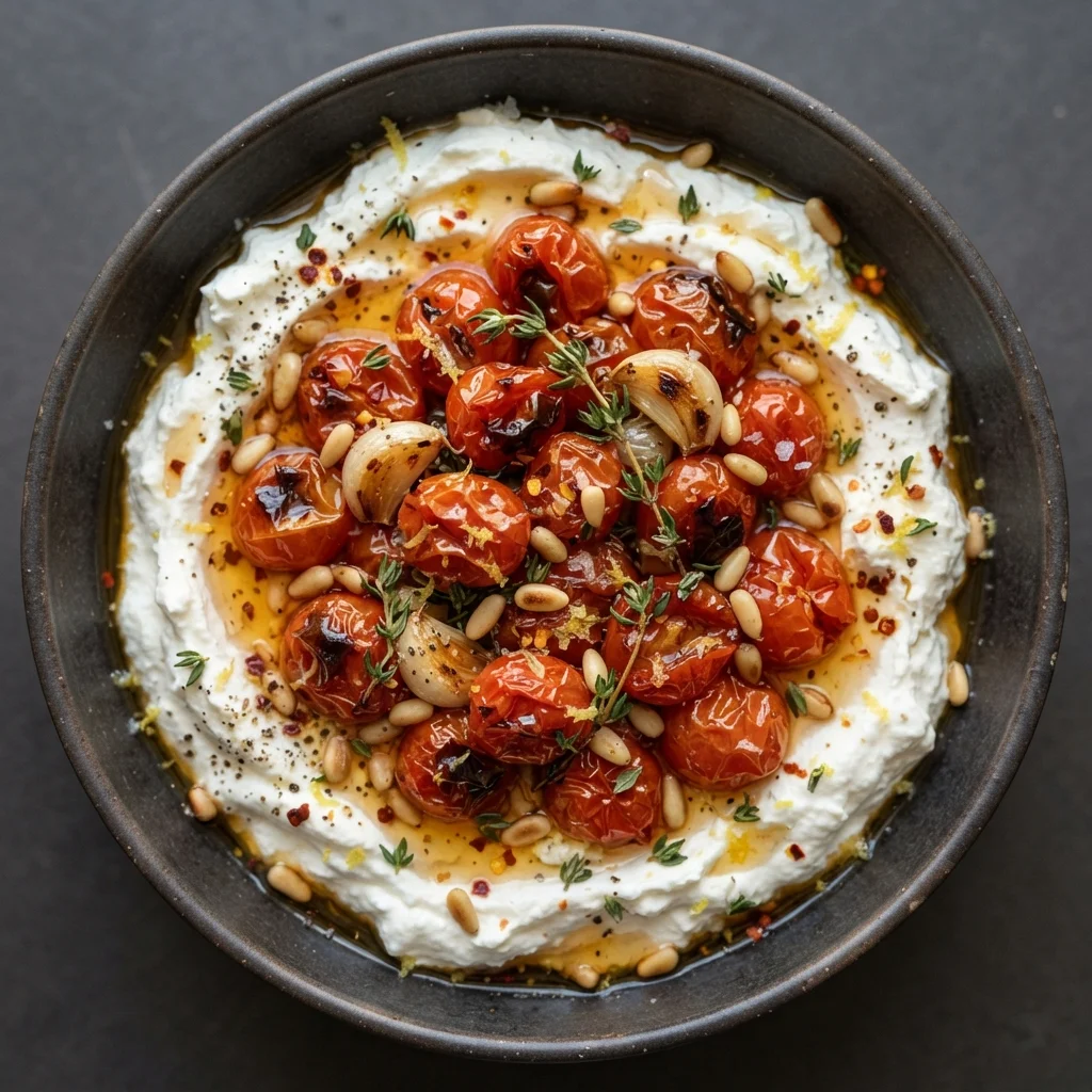 Whipped Feta Dip with Roasted Cherry Tomatoes & Honey