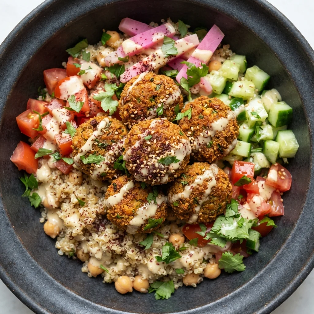 Middle Eastern Crispy Falafel Bowl with Tahini Drizzle