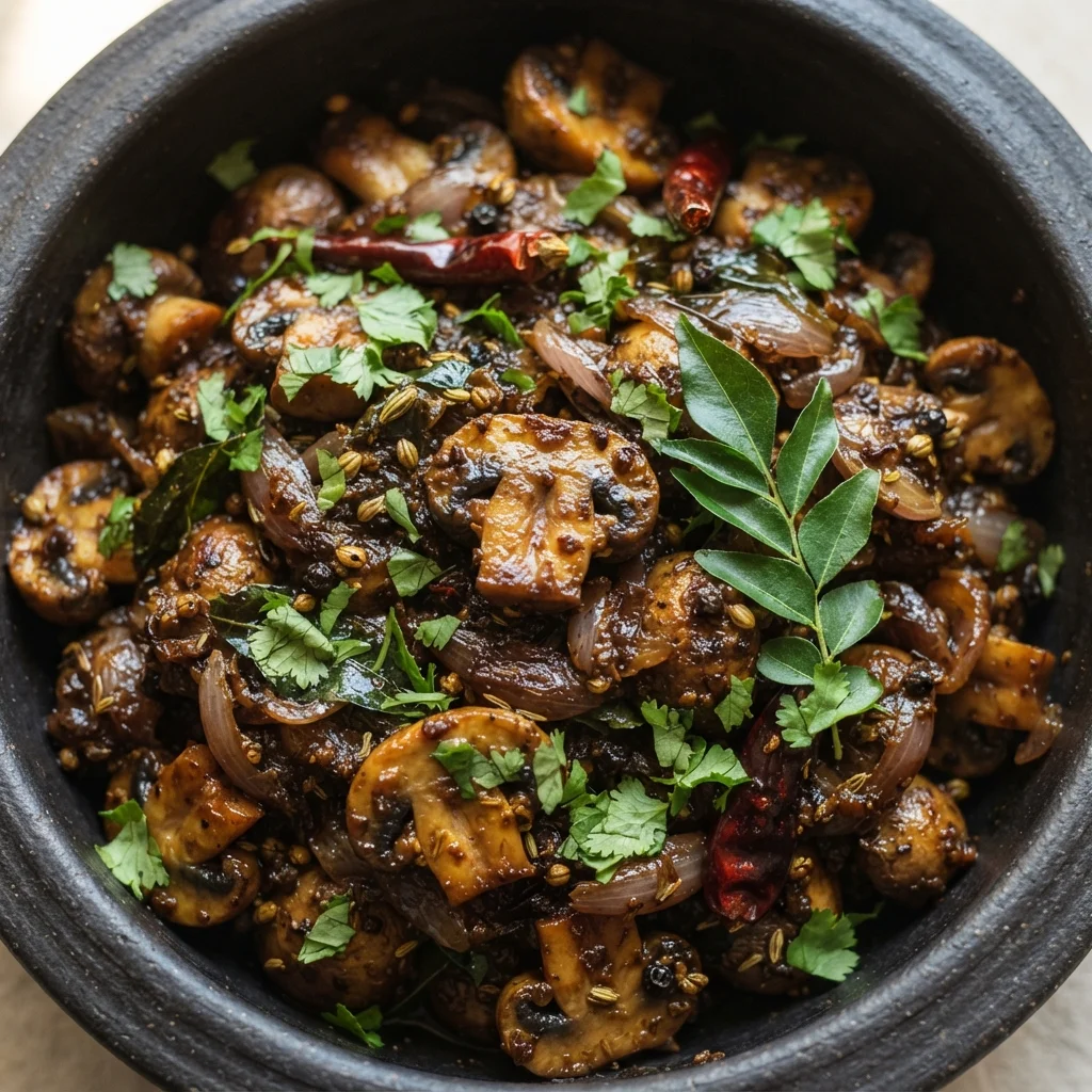 South Indian Chettinad Mushroom Chukka