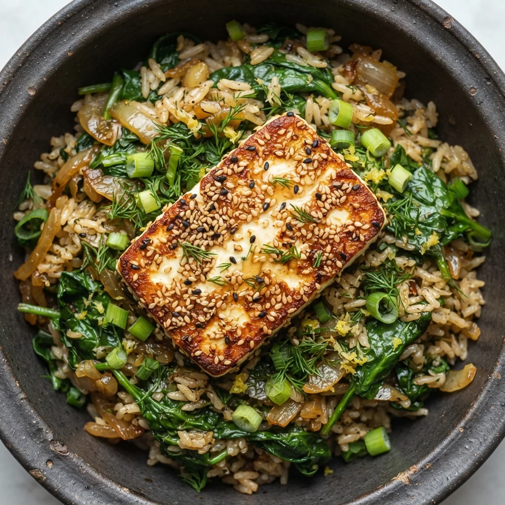Crispy Feta Spanakorizo Bowl