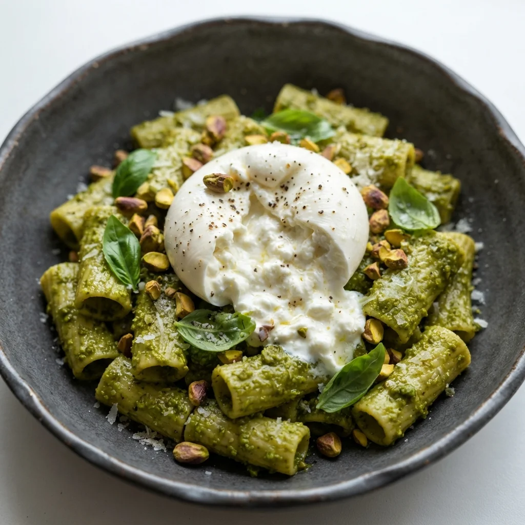 Pistachio Pesto Pasta with Burrata
