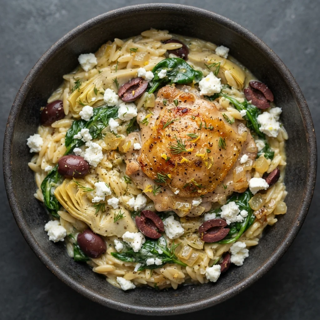 Lemon Herb Orzo Chicken Skillet