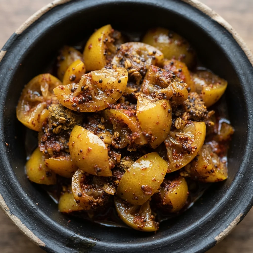 Lemon pickle (Elumichai oorugai)