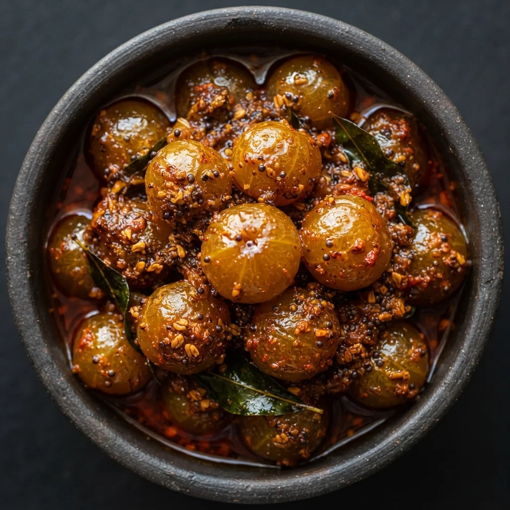 Gooseberry pickle (Nellikai oorugai)