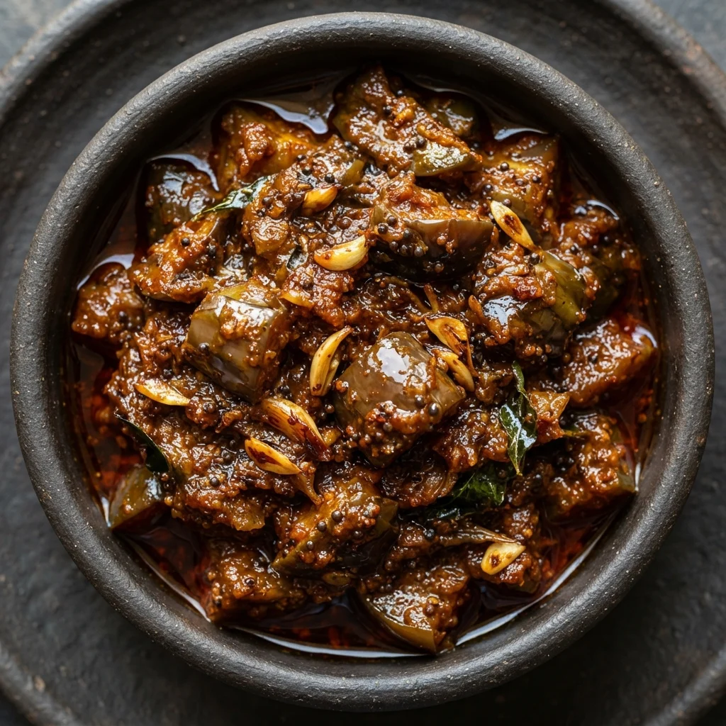 Brinjal pickle (Kathirikai oorugai)