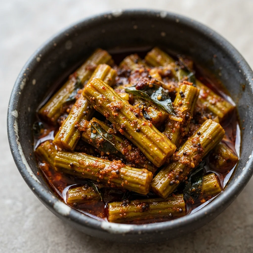 Drumstick pickle (Murungakkai oorugai)
